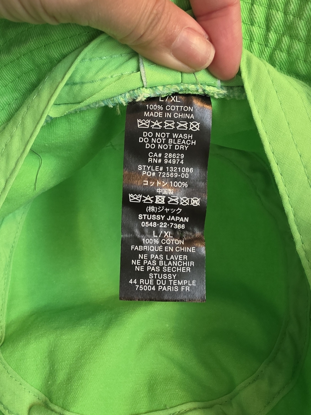 Stussy Neon Green Bucket Hat with Embroidered Logo - Picture 4 of 4
